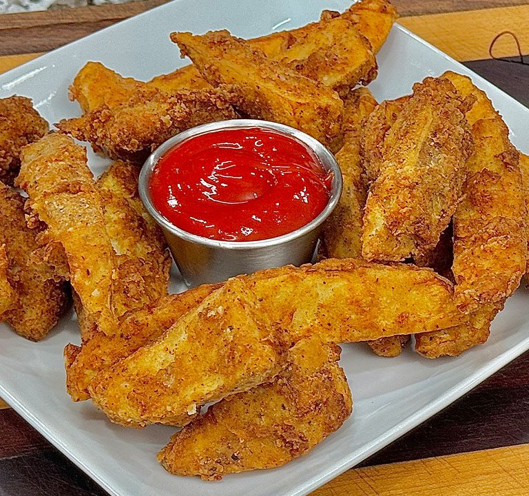 Making KFC Copycat Crispy Potato Wedges