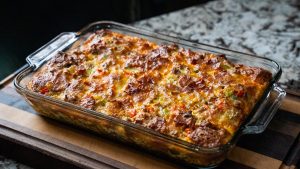 Biscuit, Sausage, and Gravy Breakfast Casserole