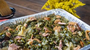 Southern Style Collard and Turnip Greens with Smoked Turkey and Sausage