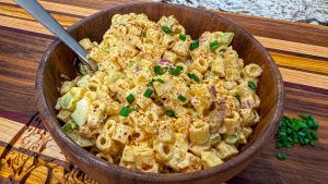 Deviled Egg Macaroni Salad (with Red Onion and Optional Seasoning)