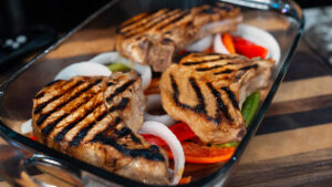 Pan-Seared and Oven-Finished Pork Chops with Hickory Balsamic Marinade
