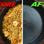 Clean cast iron skillet being wiped with a towel after seasoning, from Smokin’ & Grillin’ with AB’s guide on how to clean and season cast iron.
